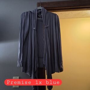 Premise Slate Blue Draped Open-Front Blouse